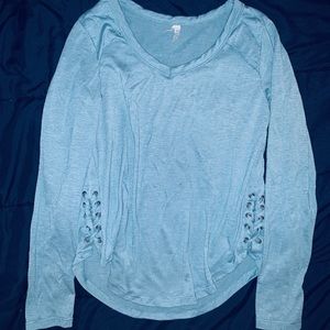 Teal Long Sleeve Lace Up Sides